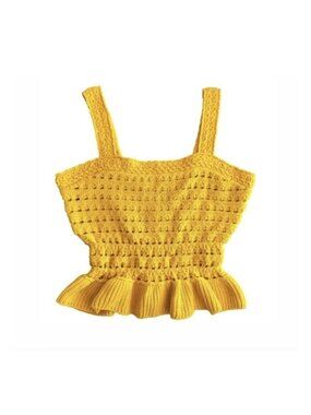 J. Crew Crochet Ruffle Tank Top Yellow Knit S